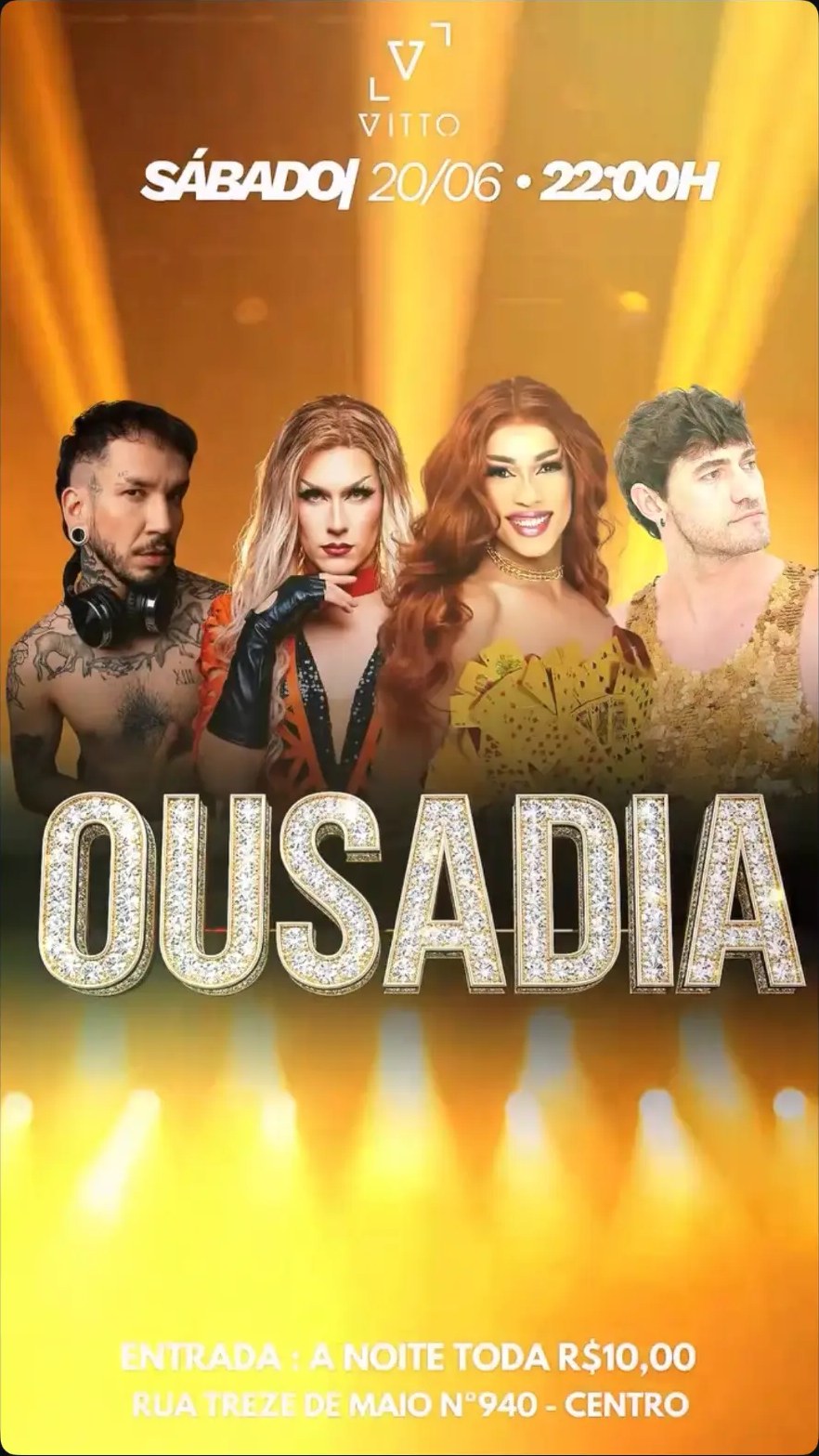 Flyer OUSADIA na Vitto com DJ AGGUS — sábado 20/06