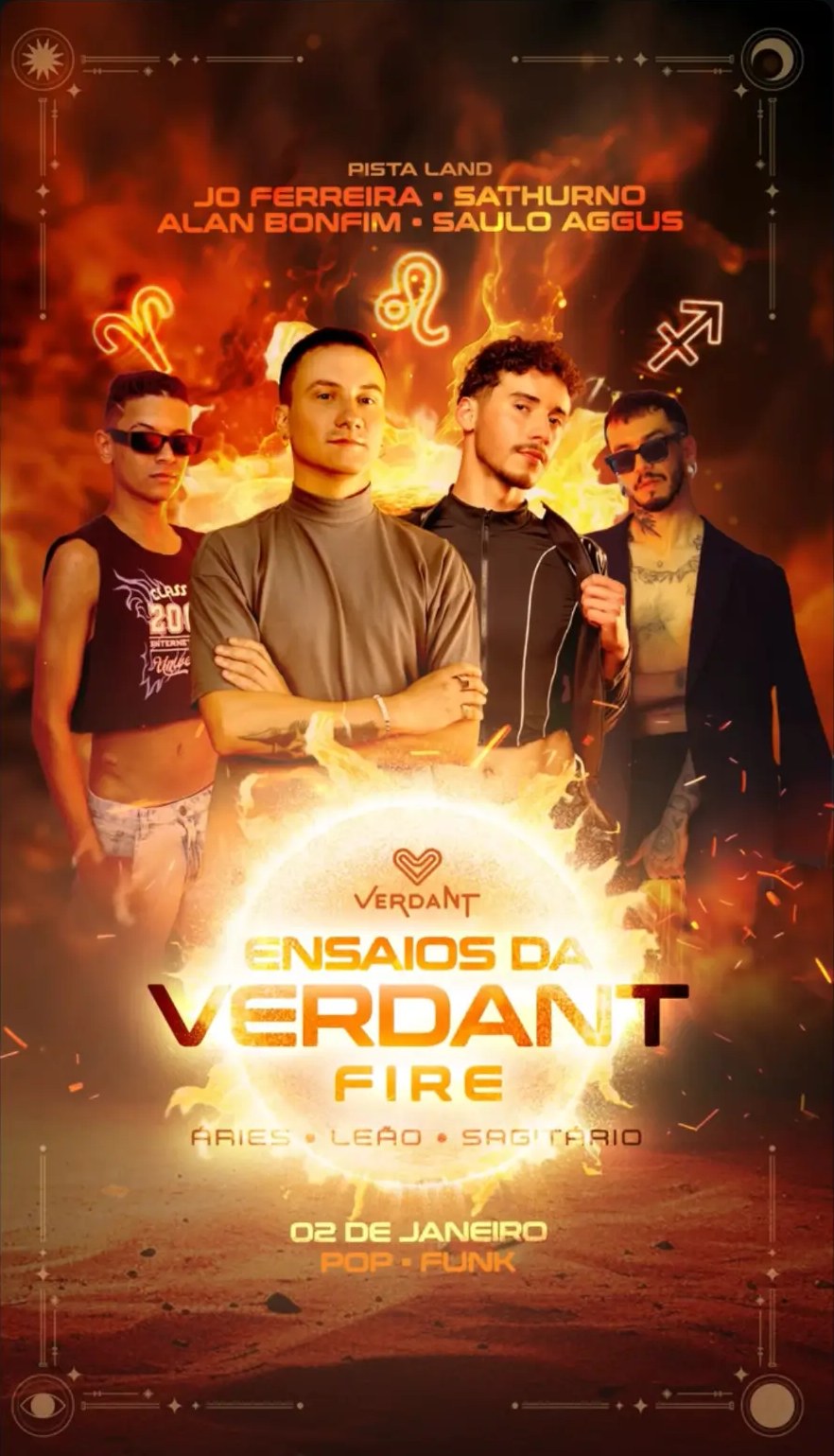 Flyer ENSAIOS DA VERDANT FIRE com Saulo AGGUS — 02 de janeiro