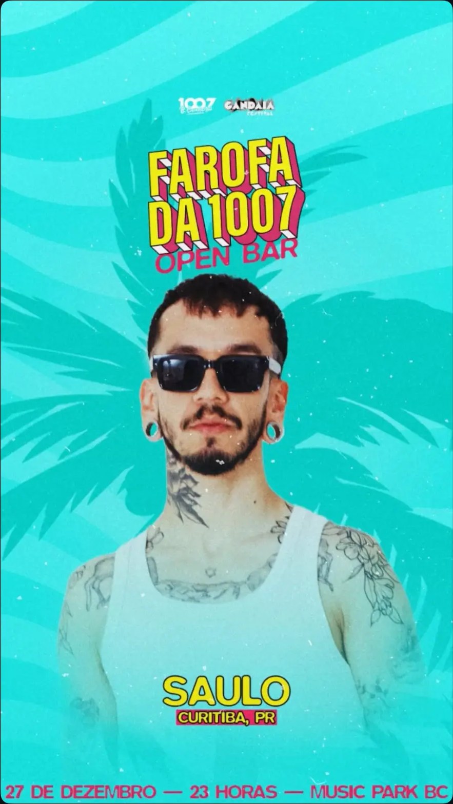 Flyer FAROFA DA 1007 Open Bar com Saulo — Music Park BC